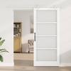 Sliding Door White 93 X 211 Cm Solid Pine Wood and Glass