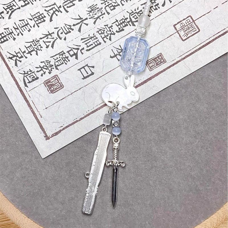 Creative Phone Charms Fashion Trendy Beaded Rabbit Mobile Phone Chain Lanyard Keychain Bag Decoration Pendant Card Book Chain