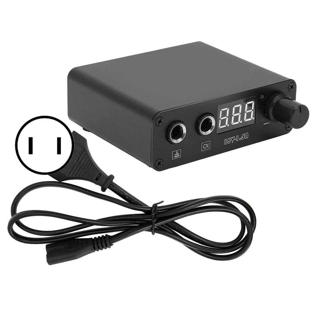 Black Aluminium Alloy Tattoo Machine Power Supply High Accuracy with LED Digital Display for Tattoo