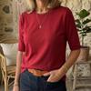 Women Comfort Versatile T-Shirt, Casual Round Neck Shoulder Short Sleeve Top for Inner & Outer Wear