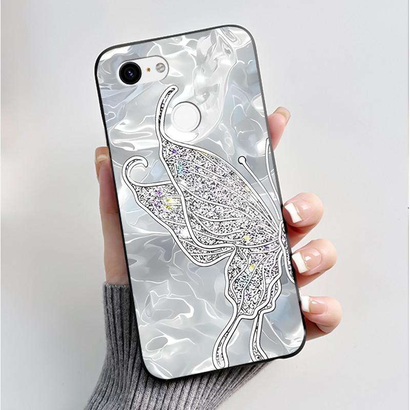 For Google Pixel 3 XL Case Black Bumper Soft TPU Silicone Cover for Pixel 3 XL Phone Cases Pixel3 3XL Butterfly Flower Capa