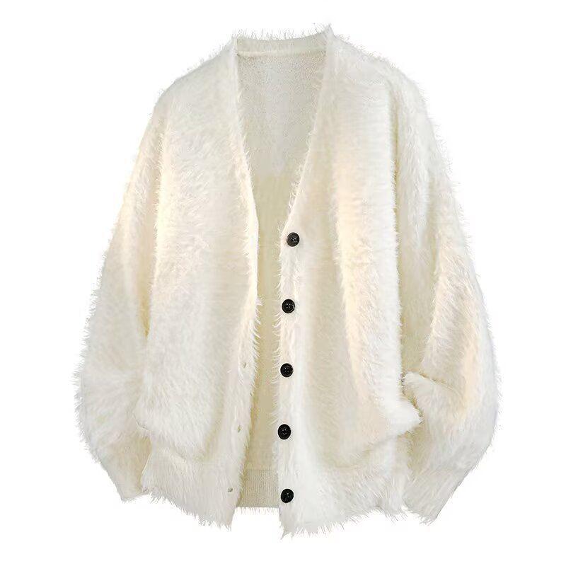 Męski sweter kardigan Retro z dekoltem V na jesień/zimę 2025 - Swobodny dzianinowy jednolity kolor Okrycie wierzchnie o luźnym charakterze.