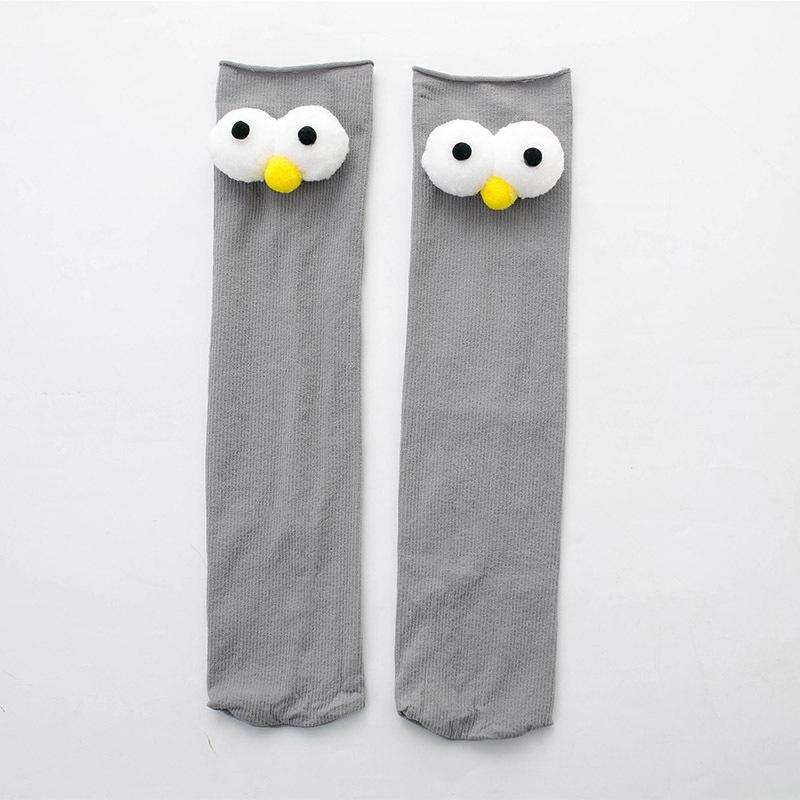 

Женские весенние жаккардовые мультяшные носки с 3D большими глазами - Милые, дышащие, бархатные, с присборенным дизайном. One Size