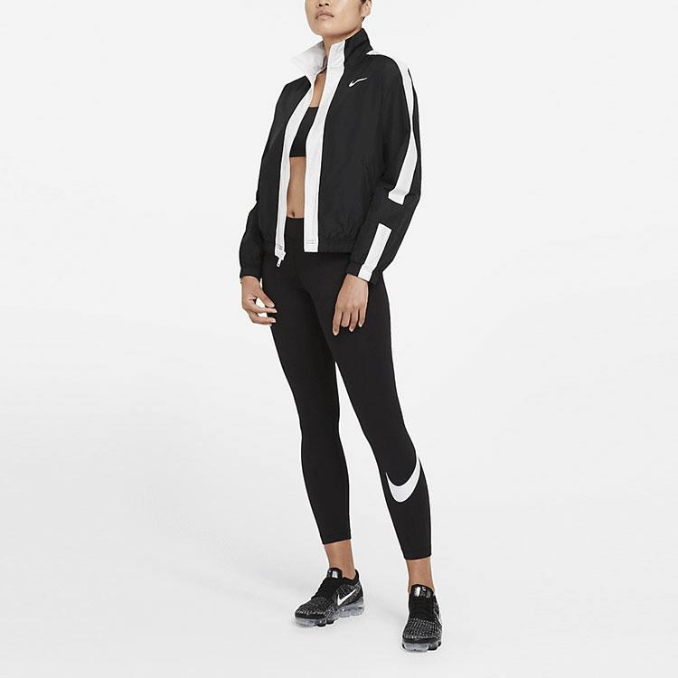 Nike Sportswear Essential Swoosh Logo Mid-Waist Slim Fit Fitness Pants Women Bottoms Black CZ8531-010