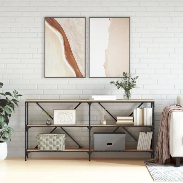 VidaXL Table console chêne sonoma 160x30x75cm bois d'ingénierie et fer 832849