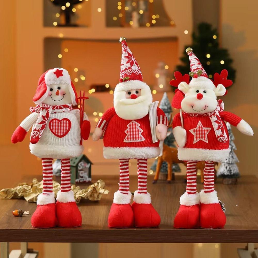 Mini Stretchable Leg Christmas Doll Cartoon Christmas Knitted Doll Long Legged Elk Doll Office