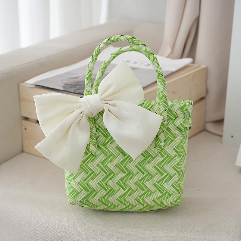 Elegant Bowknot Accent Basket for Weddings Holiday Gatherings and Travel Uses