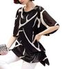 Aspersio Beautiful Chiffon Design Tops Flared Sleeves Sleeves Tunic Sleeves Slimming Pullover Shirt Sexy Striped Casual Cute Loose Satin Bicolor Round