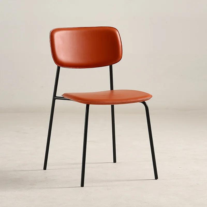 Family Dining Chairs - Simple Nordic Style, Light Luxury Leather, Creative Iron Backrest, Ideal for Restaurant & Home Seating