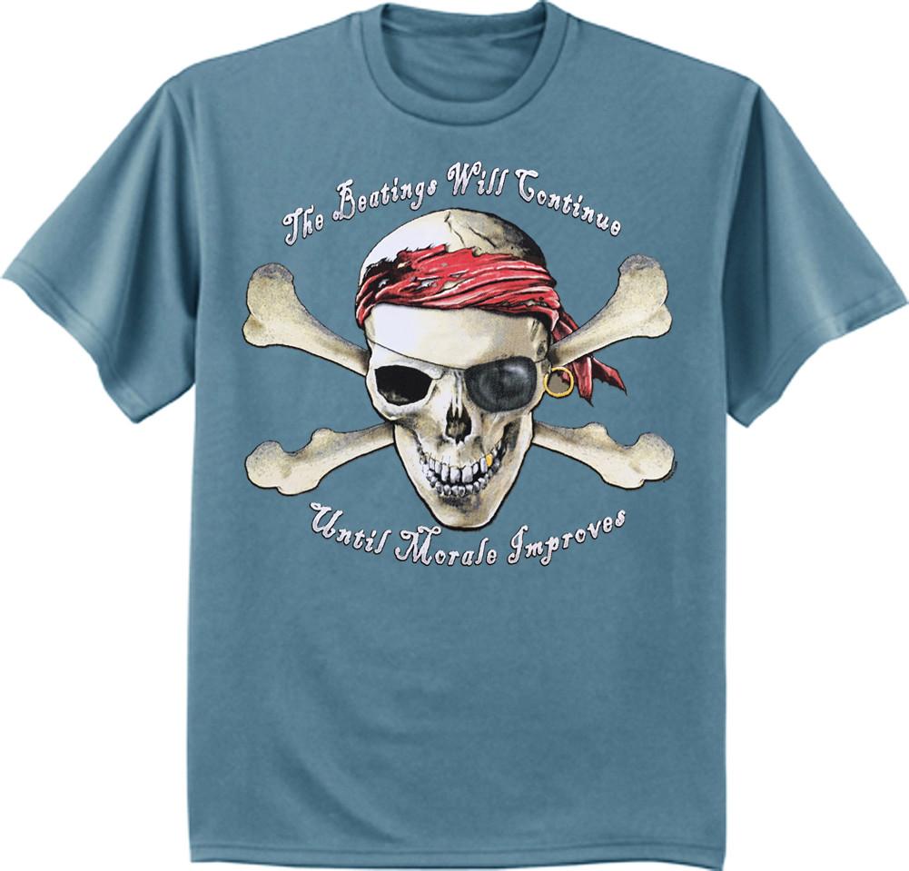 The beatings will continue until morale improves funny pirate t-shirt mens tee S