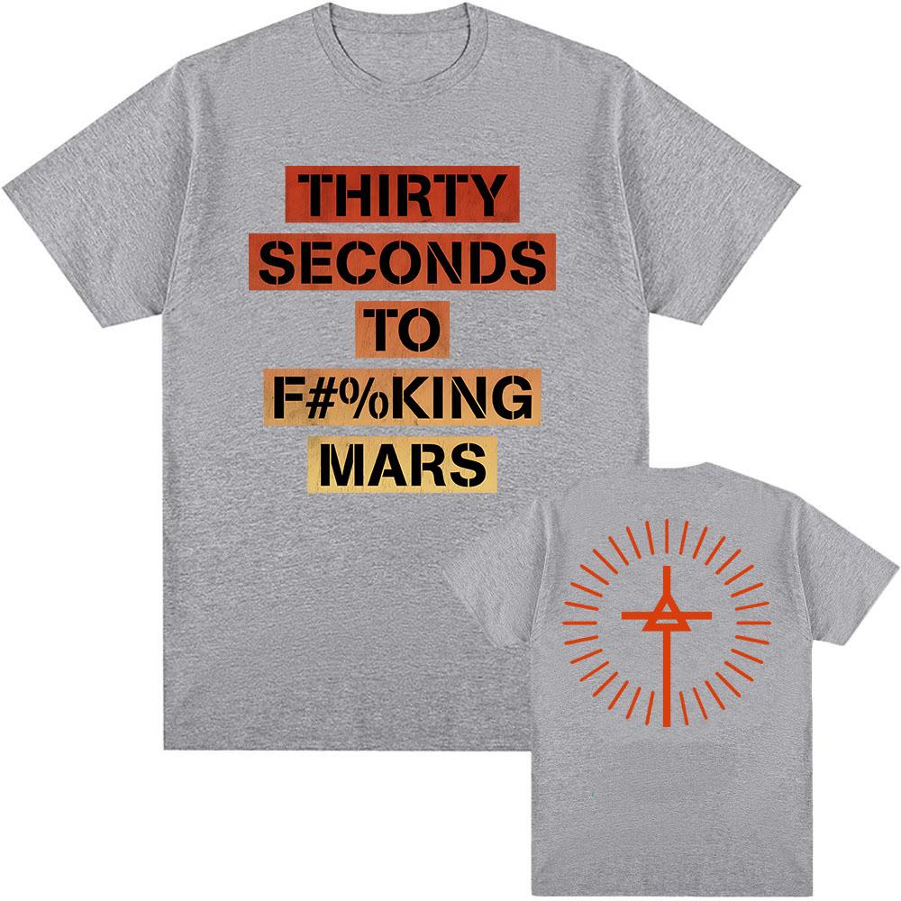 TSTFM Ombre Cenzurované Tričko Rocková Kapela THIRTY SECONDS TO MARS Tričko Krátký Rukáv O-výstřih Bavlněná Trička Grafický Potisk Tričko Pánské
