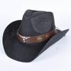 Pink Straw Sun Hat Women  Outdoor Western Cowboy Hats Black Vintage Summer Beach Panama Cowgirl Hat Jazz Cap Sombrero Hombre