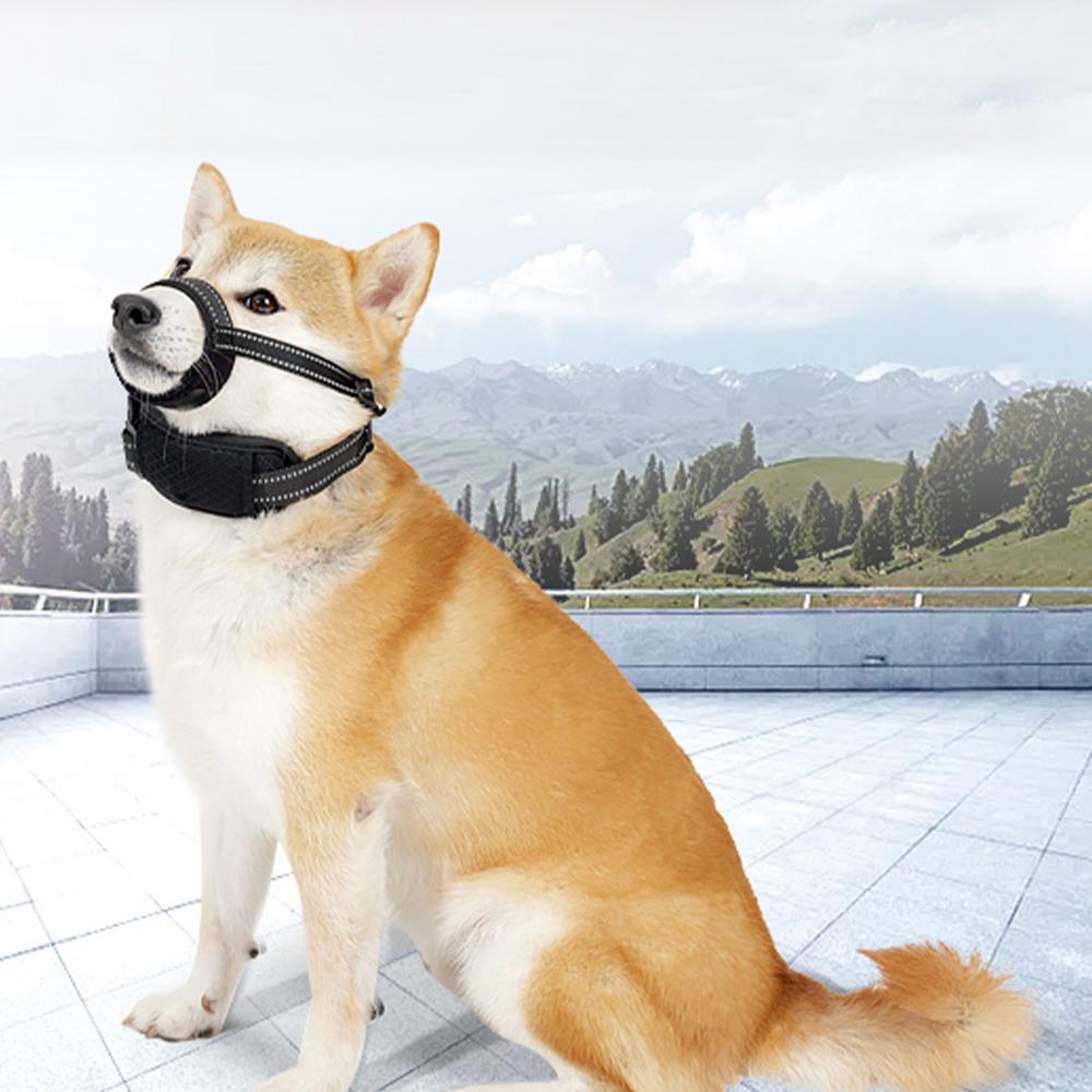 

Светоотражательный намордник для собаки Светоотражательные регулируемые намордники для питомцев Портативные намордники для собак Черные намордники для собак для предотвращения укусов жевания S чёрный