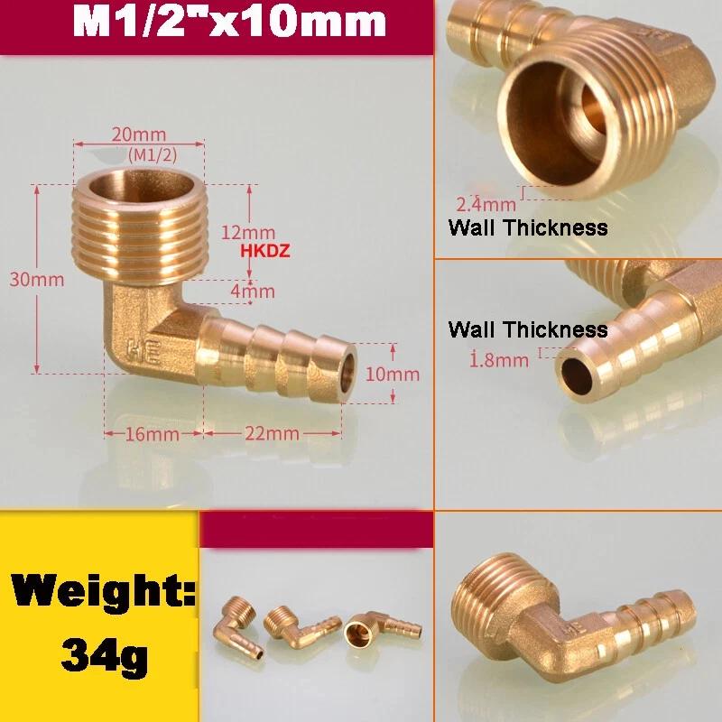 Messing 1/8" 3/8" 1/4" 3/4" BSP 90 Grad Außengewinde Winkelstück Schlauchtülle Stacheltülle Luft Gas Fitting Pagodenverbinder 6/8/10/12/14/19mm