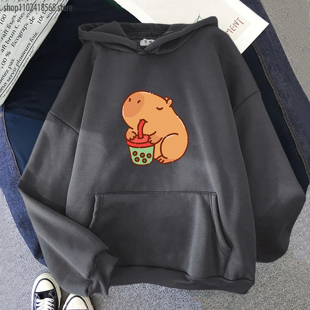 Sweat à Capuche Fille Motif Capybara - Manches Longues - Hiver Et Automne - Tissu Doux Polyester