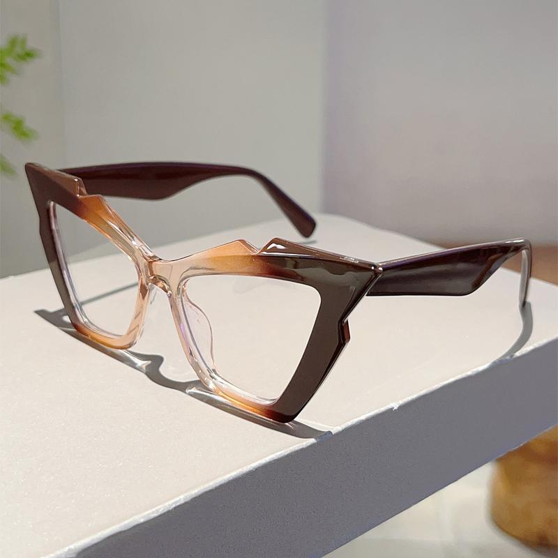 KAMMPT Retro Cat Eye Eyeglasses Female Stylish Large Multi-color Optical Frame Trendy Luxury Brand Designer Decor Glasses