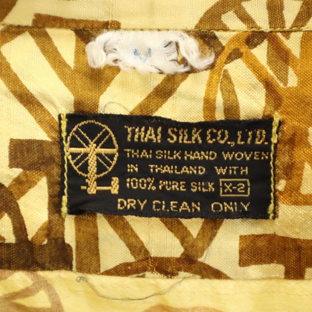 THAI SILK 60s 70s 100% Silk Vintage Overall handle Short sleeve Open collar shirt Men's Used