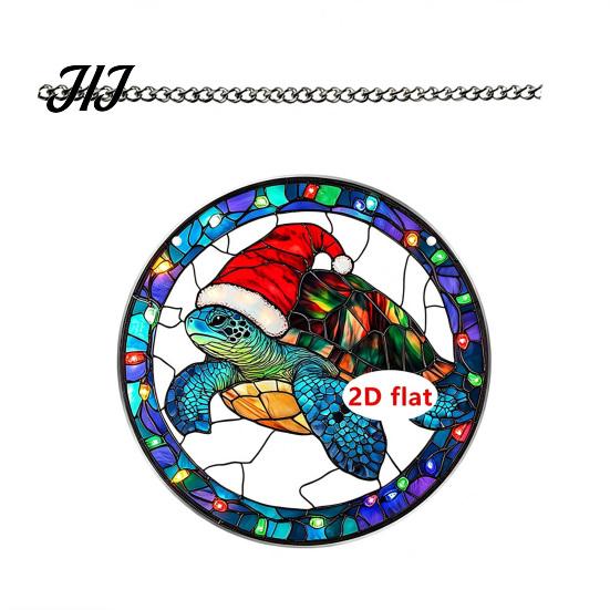 Transparent Acrylic Decor Christmas Wreath Ornament, 2D Flat Stained Glass Style Hanging Festival Ornament Decoration, Double-sided Decorative Pendant