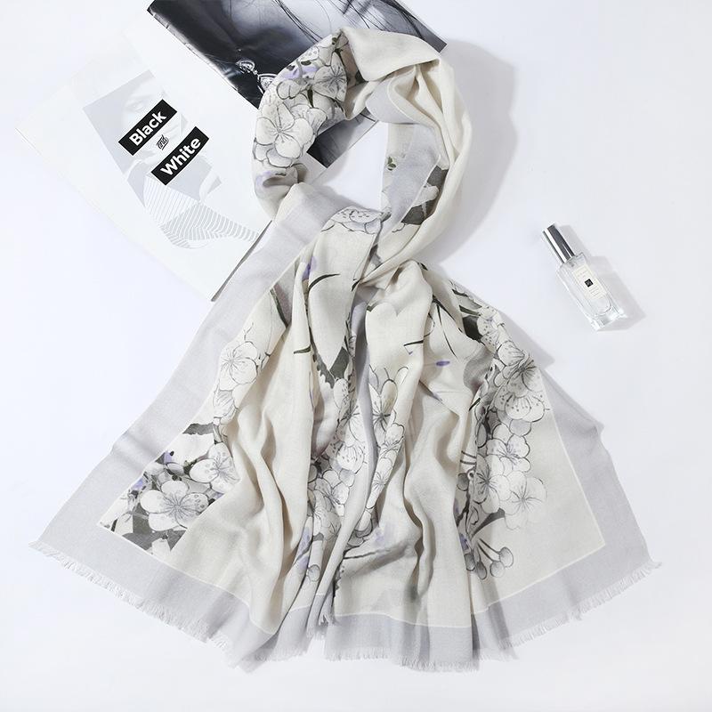 Winter Wool Scarf Women's Long Thermal Scarf Shawl Dual-purpose