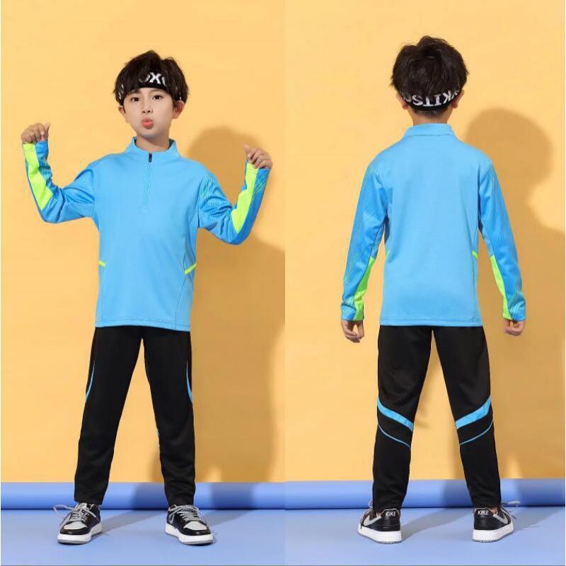 Long-sleeved Football Training Jersey Set, Children's/adult Autumn and Winter Game Jersey, Half-zip Sports Jersey Printing