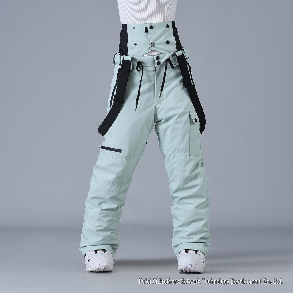 Ski Pants - Windproof, Waterproof, Cotton-Padded, One-Piece for Men & Women, Suitable for Single & Double Boarding