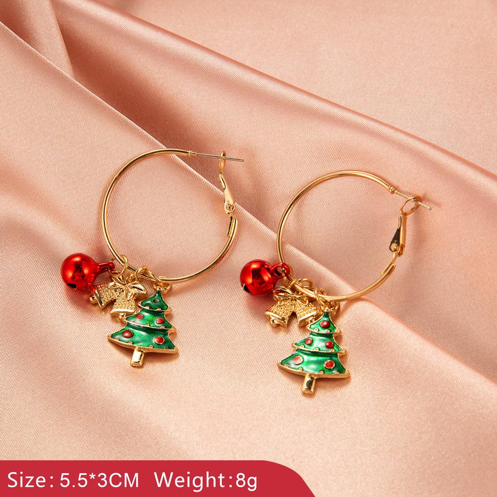 Creative Christmas Tree & Snowman Bell Stud Earrings - Festive Holiday Accessories for Women