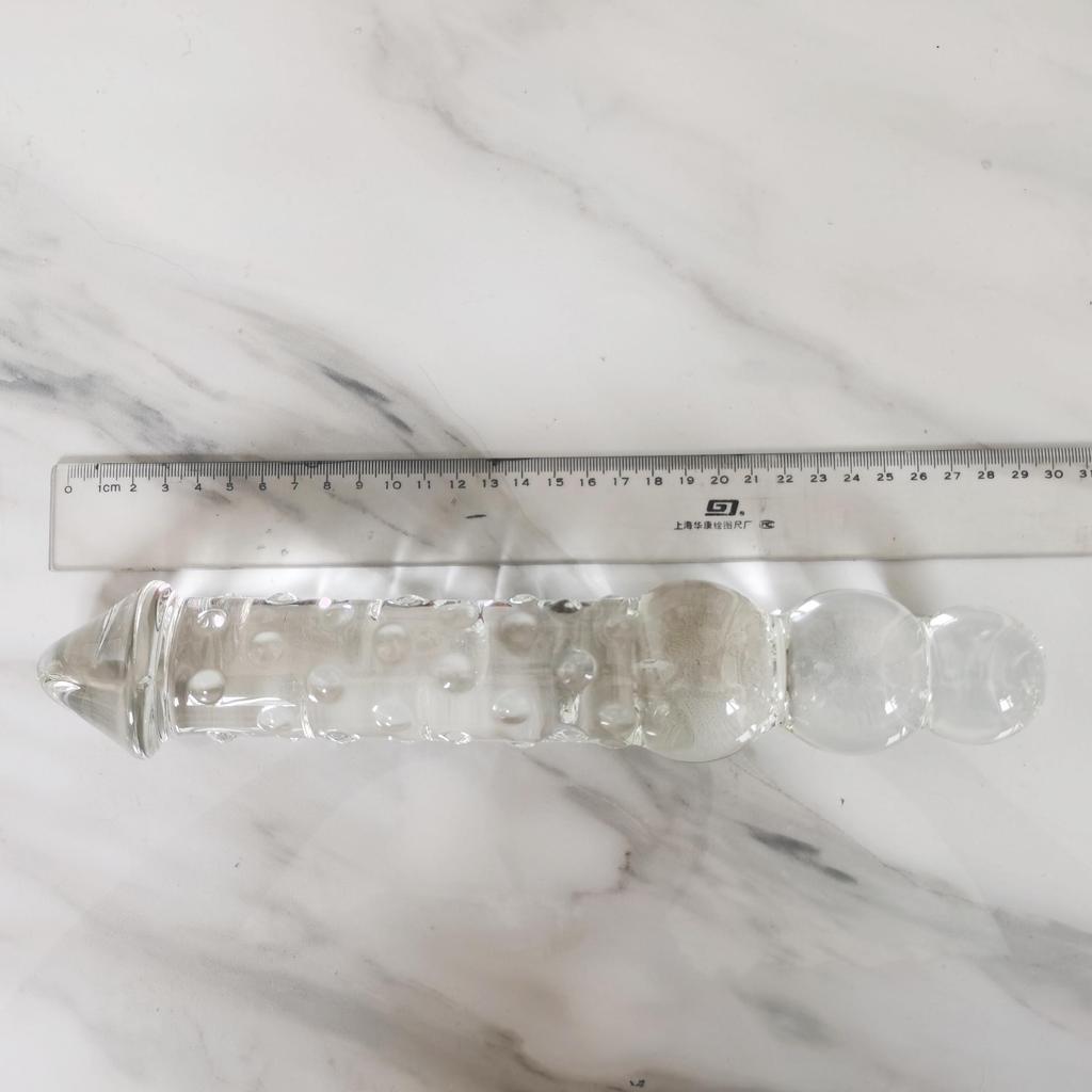 VaHppy Large Glass Anal Plugs Double-ended Anal Pulling Beads Rounded Rransparent Sex Toys Masturbators For Women Gay Dildos