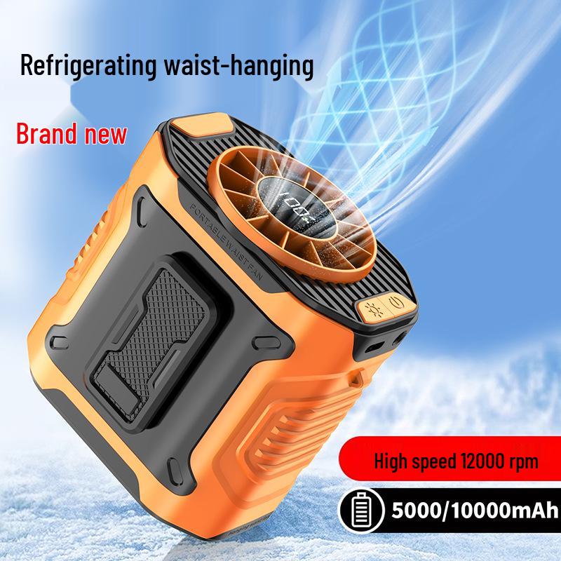 Portable Hanging Neck Waist Fan for Camping and Construction, Long Battery Life, Summer Cooling