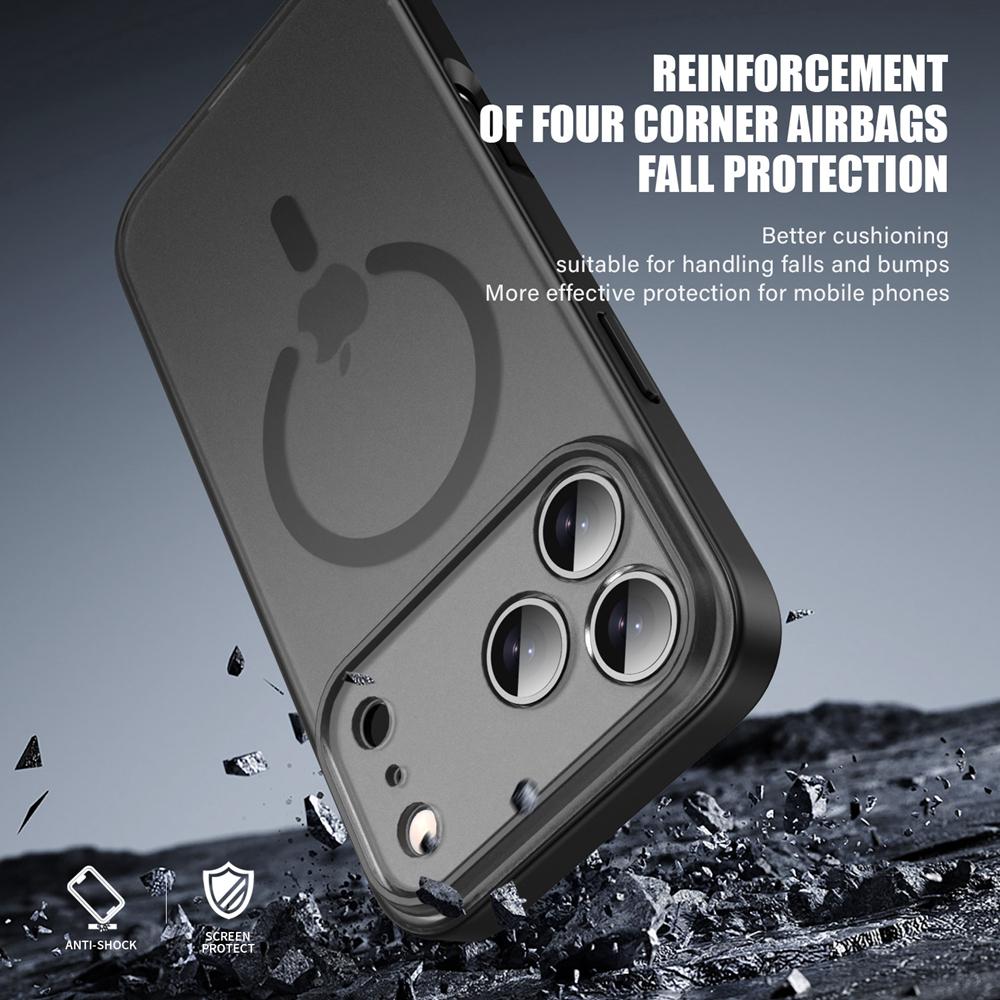 KEYSION Translucent Matte Case for MagSafe for iPhone 17 Pro Max Soft Silicone+PC Wireless Charging Shockproof Phone Back Cover