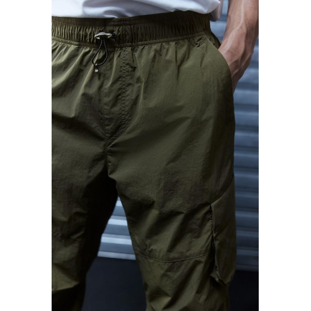 H M paracHute Cargo Pants kHaki Green