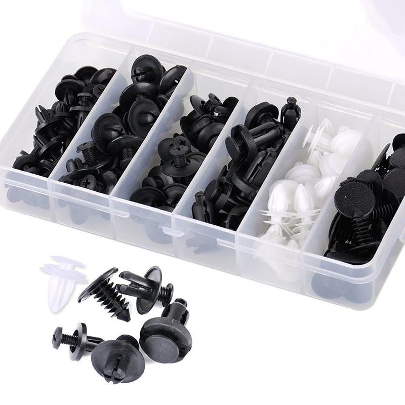 100Pcs Mixed Auto Fastener Clip Car Body Push Retainer Pin Rivet Bumper Door Trim Panel Retainer Fastener Kit Car Accessories
