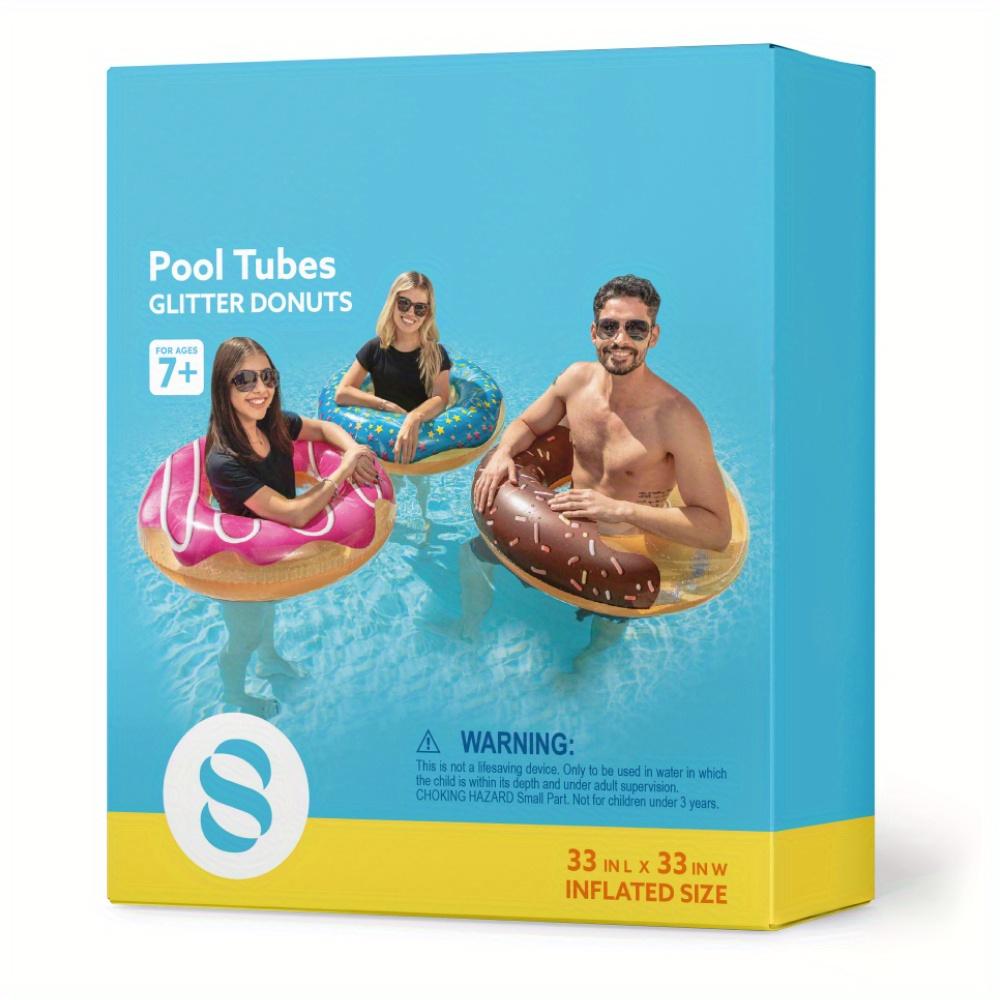 JOYFY 32.5" Donut Pool Float with Glitters 3 Pack Funny Tube Toys for Swimming Pool Party and Donut Party Supplies