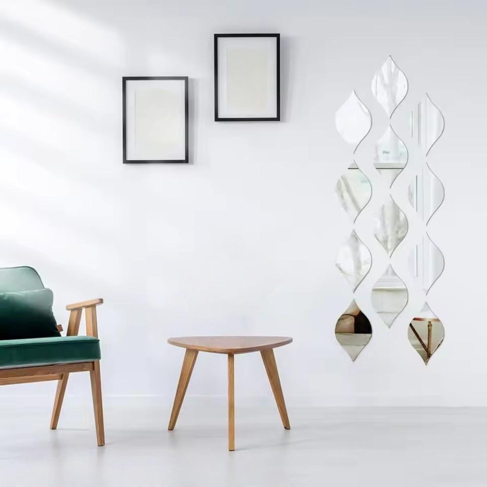 10 piezas/set Pegatinas de Espejo Acrílicas Forma de Gota de Agua Azulejos de Espejo Reflectantes Calcomanías de Pared 3D Extraíbles Arte de Pared DIY Decoración de Sala de Estar