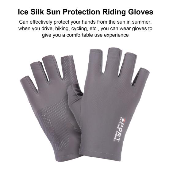 1 Pair Ice Silk Ridding Gloves Super Soft High Elastic Touchscreen Non-Slip Sun Protection Gloves Breathable Summer Outdoor Gloves