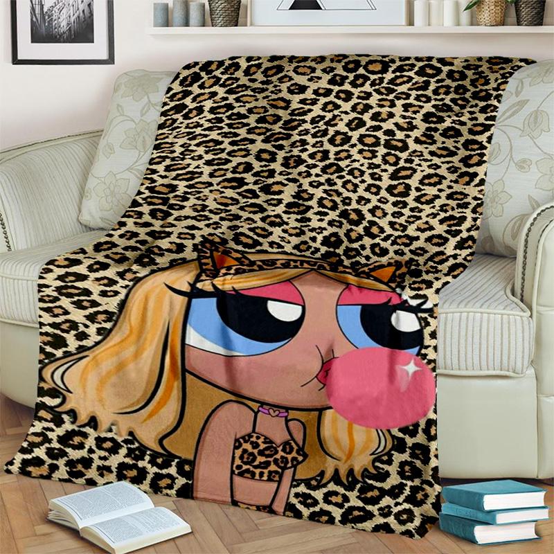 Cute P-Powerpuff Girl Cartoon Blanket,Soft Throw Blanket for Home Bedroom Bed Sofa Picnic Travel Office Rest Cover Blanket Kids