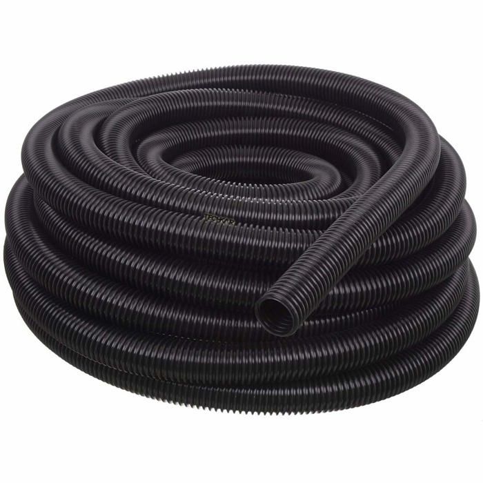 Tuyau annelé souple PVC noir 32/35/38 mm – différentes longueurs, résistant UV pour bassins et filtration
