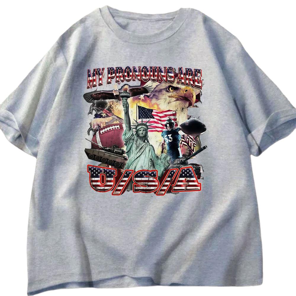 

My Pronoun Are USA Fun Pattern Tshirt Summer Mens Womens Clothing Casual Cotton Fashion Harajuku Street Wear Y2K Tshirt S