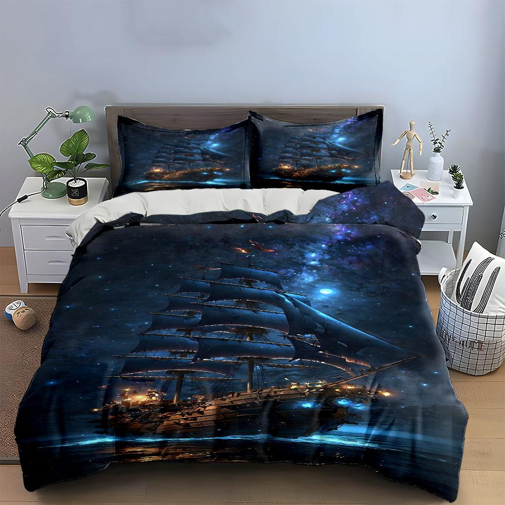 Sailing ship and stars. Bedding sets Duvet cover sets Duvet covers Pillowcases(1 * Duvet Cover 2 * Pillowcases without duvet insert)