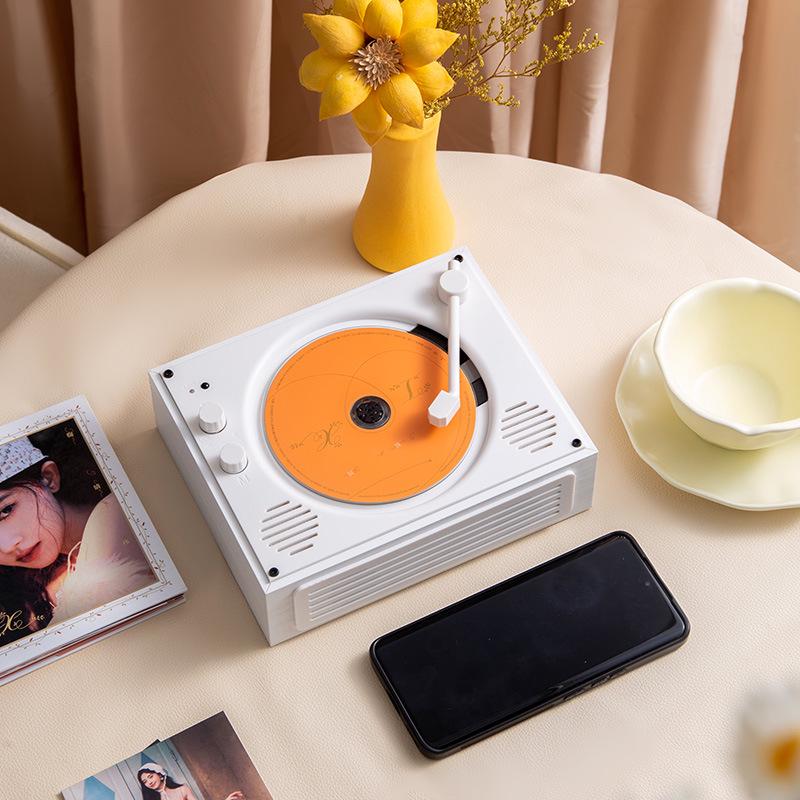 In Stock Portable Retro CD Player with Wireless Bluetooth and Record Album Capability