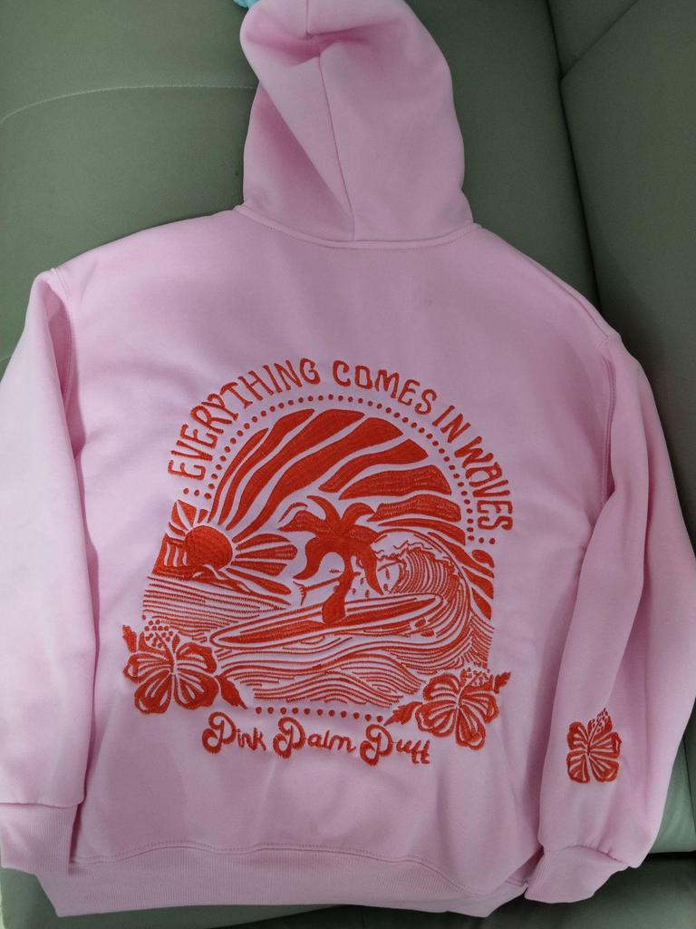 European Size Coconut Wave Embroidery Hoodie with Drop Shoulder Sleeves
