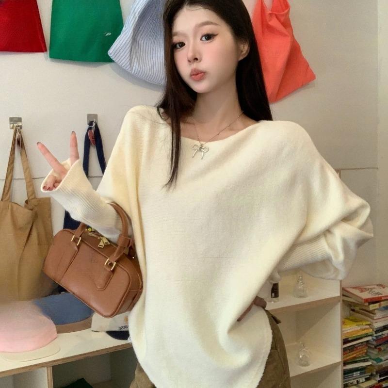 

Ретро Свитер в непринужденном стиле для осени и зимы с мягким отложным воротником, свободный и модный вязаный свитер для женщин one size абрикосовый