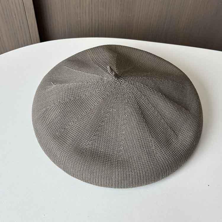 Fashion Versatile Black Painter Hat Women's Knitted Ice Silk Breathable Solid Color Pumpkin Hat Thin Summer Beret
