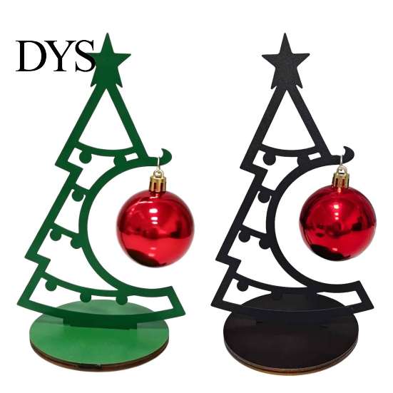 Modern Christmas Tree Decor Table Decoration, Metal Line Art Holiday Sculpture with Gift for Colleagues Red Ball Ornament Xmas Party Desk, Shelf,