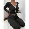 Women's Pajamas Homewear Set Under Sexy Lingerie Pajamas Long-Sleeved Trousers Slim Sexy Lace Double-Length Pajamas Homewear