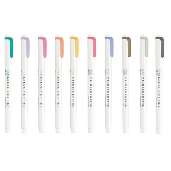 Zebra Limited Edition Mildliner Fine Fine Tip Set (WYT9) Water-Based Markers, 10-Color (No Packaging)