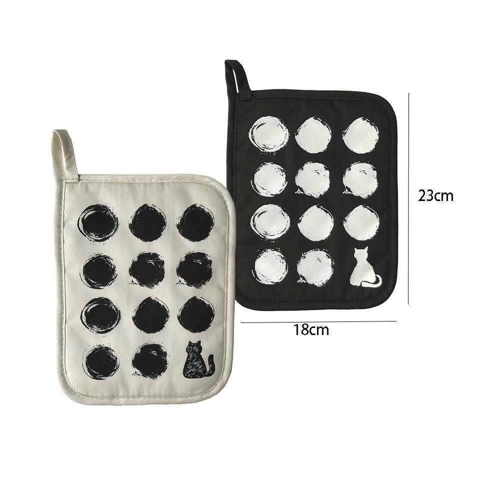 2pcs Cat Pattern Oven Gloves Cotton Anti Steam Gloves Insulation Pad  Garment Steamer Ironing