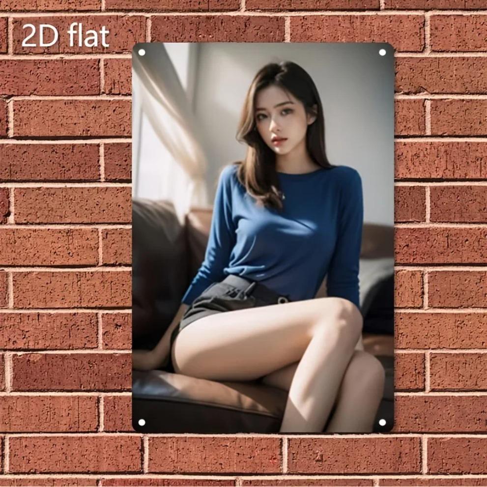 Elegancka Kobieta Metalowa Sztuka Ścienna Nowoczesny Wystrój Domowego Biura Brązowy Minimalistyczny Znak z Elementami Montażowymi