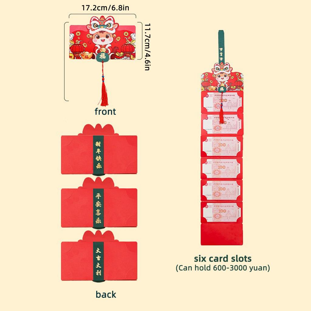 Creative 2/6/8/10 Folding Red Packets 2026 CNY Cash Gift Bag Birthday Wedding Horse Spring Festival Red Envelope