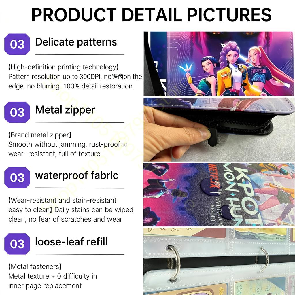 Kpop Demon Hunters Holder Binder Anime Card Protector Albums Collections Folder Rumi Mira 400Pcs Card Hold Book Kids Toys Gifts