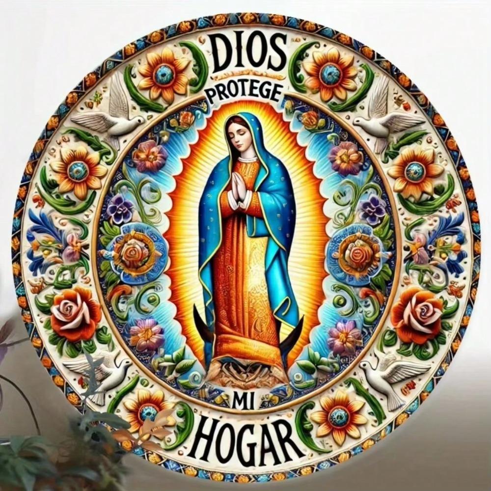 Metal Art House Sign God Keeps My Home Spanish Style Entryway Decor